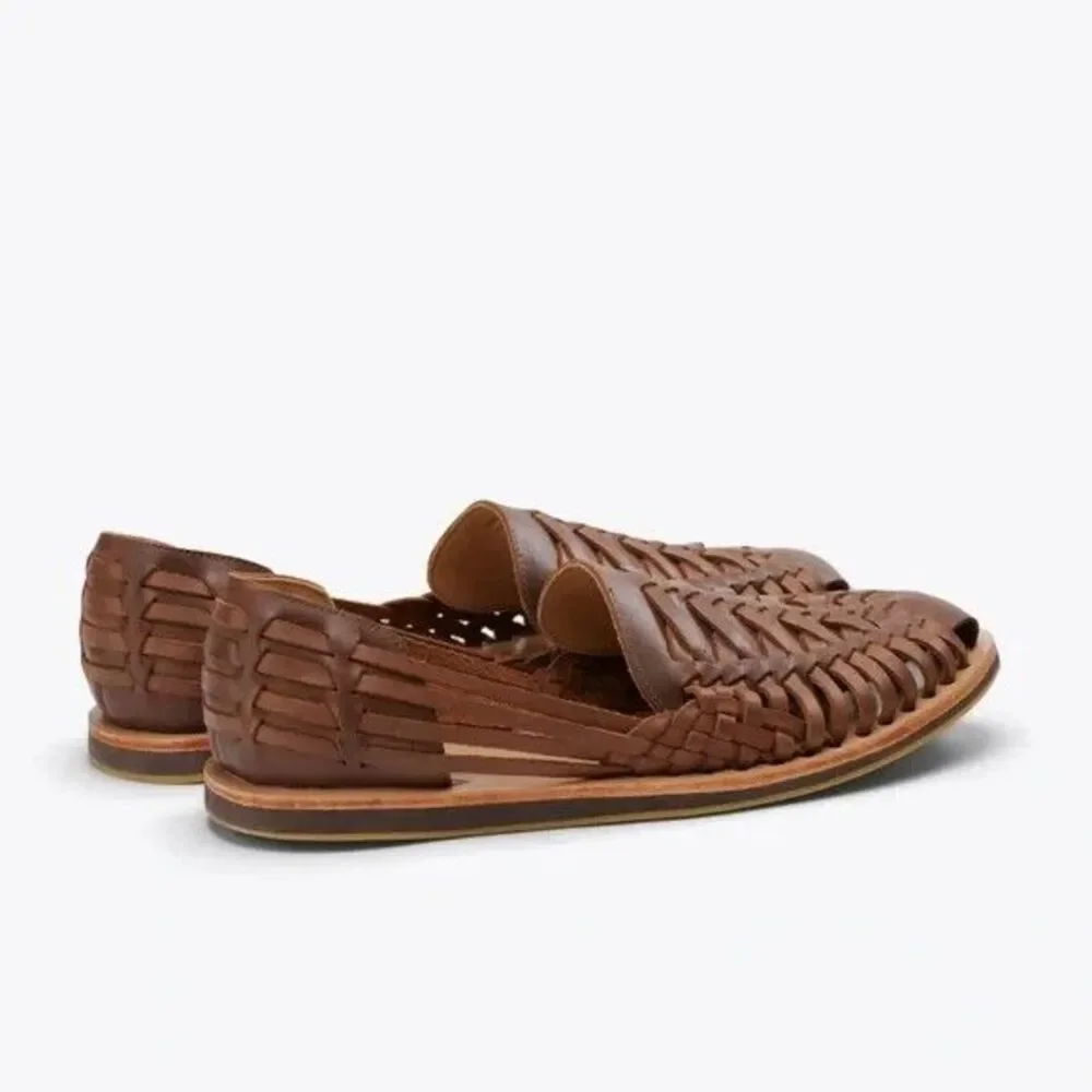 Nisolo Chestnut Woven Leather Huarache Sandals